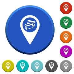 Credit card acceptance GPS map location beveled buttons