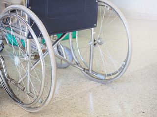 Fototapeta na wymiar Wheelchairs parking in hospital.