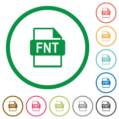 FNT file format flat icons with outlines
