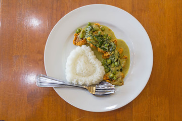 Thai Green Curry with Chicken fried with rice