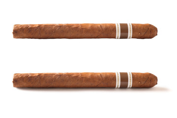 Cigar with label over white
