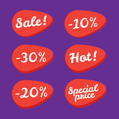 Sale tickets collection. Coupon and buy, tag and price, label paper