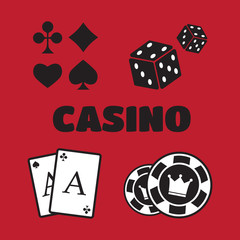 Casino icons. Poker club and gambling signs. Icons of set for casino
