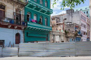 Facades of Havana. Tropical island.Capital.