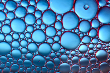 metallic blue bubbles with red mesh for background
