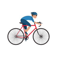 Naklejka premium man riding a bike over white background. colorful design. vector illustration