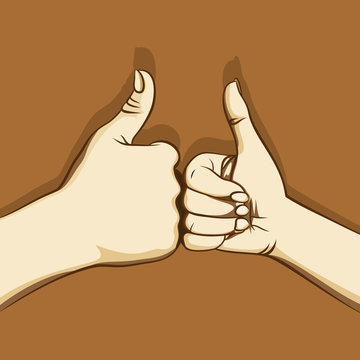 two hand thumbs up design
