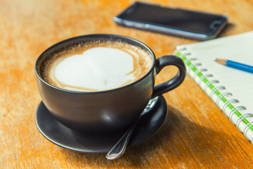 hot coffee on the table