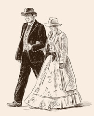 couple in the vintage costumes