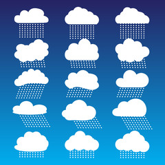 Icon set - white clouds against a blue sky.