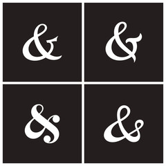 Collection of elegant and stylish custom ampersand. Decoration