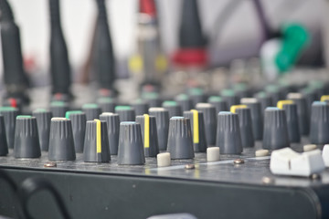 Close-up of a sound mixer.