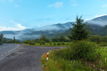 Evening mist in mountain.