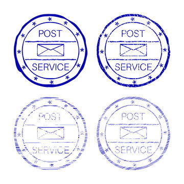 Post service blue faded round stamp