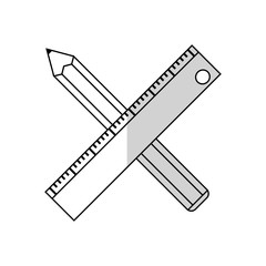 pencil and ruler icon over white background. vector illustration