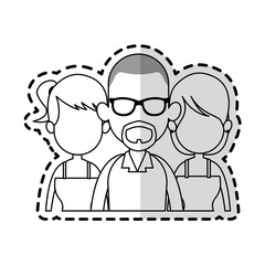 three people cartoon icon image vector illustration design  sticker