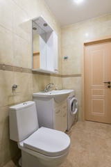 The interior of a small bathroom