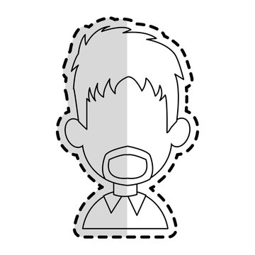 faceless man with scruffy hair and beard cartoon icon image vector illustration design  sticker