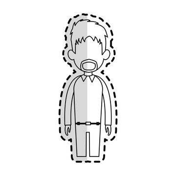 faceless man with scruffy hair and beard cartoon icon image vector illustration design  sticker