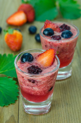 Raspberry smoothie with fresh berries