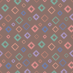 Seamless vector geometrical pattern with rhombus, squares. endless background with hand drawn textured geometric figures. Pastel Graphic illustration Template for wrapping, web backgrounds, wallpaper