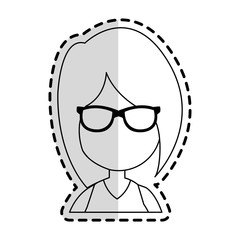 faceless woman with glasses cartoon icon image vector illustration design  sticker