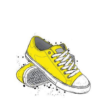 Stylish sneakers. Vector illustration for a postcard or a poster.
