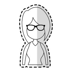 faceless woman with glasses cartoon icon image vector illustration design  sticker