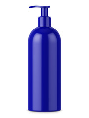 Blue glossy bottle with pump