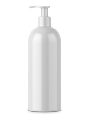 White glossy bottle with pump
