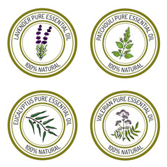 Set of essential oil labels