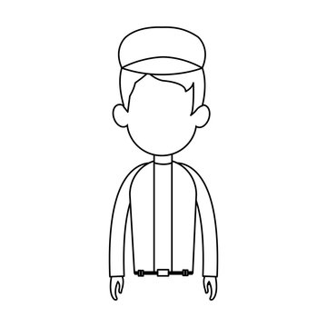 faceless man with baseball cap cartoon icon image vector illustration design 