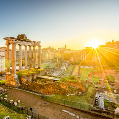 Fototapeta premium Rome, Italy. Roman Forum at sunrise