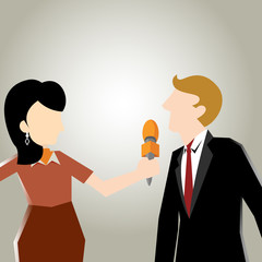 Obraz premium Business illustration of media interview in close up