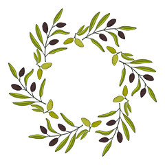 Olive wreath with hand drawn branch