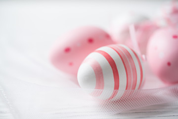 Pink easter eggs, easter background, small depth of field