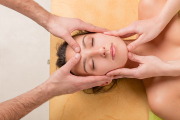 Four hands facial head massage