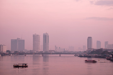 Fototapeta premium Transportation / View of system transportation and city at twilight.