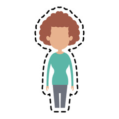 faceless woman with curly hair icon image vector illustration design 