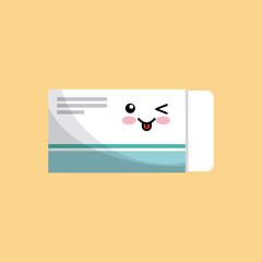 kawaii medicine pills icon over yellow background. colorful design. vector illustration