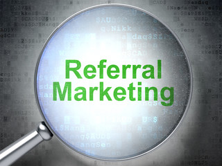 Marketing concept: Referral Marketing with optical glass