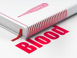 Health concept: book Thermometer, Blood on white background