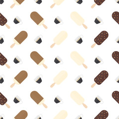 Background with ice cream and coffee. Seamless pattern.