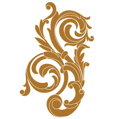 Golden vintage baroque ornament, corner. Retro pattern antique style acanthus. Decorative design element filigree calligraphy vector. - stock vector