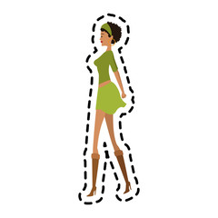 beautiful olive skin young woman with curly black hair icon image vector illustration design 