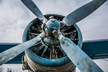 Screw of Soviet AN-2 plane close-up