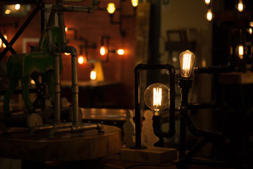 Light bulbs on dark background