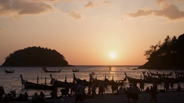 Thai Longtail Boats Sunset Timelapse
