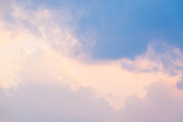 Fototapeta premium Twilight sky with colorful clouds in rainy season,Clouds before raining storm in the sky with vintage color tone