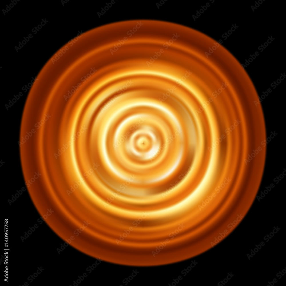 Poster golden circle. glowing concentric rotating circles
